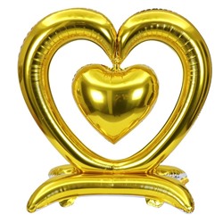 Шар фольгированный 36" "Сердце", на подставке, золото