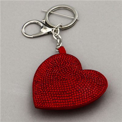 Мягкая игрушка "Сердце" со стразами, на брелоке, 7 см, цвет красный