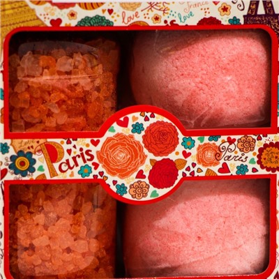 Подарочный набор Spa by Lara: соль для ванн ароматизированная, роза, 300 г + бомбочки для ванн