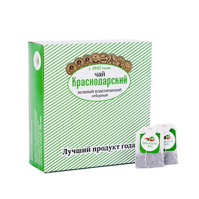 Краснодарский чай зеленый классический «Отборный» 100 пакетиков по 1,5 гр