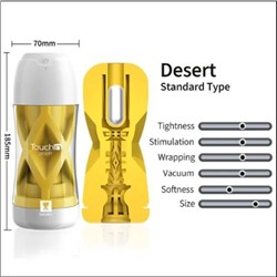 Мастурбатор GALAKU Desert, с вибрацией в центре, ЗУ USB, желтый