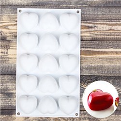 Форма для муссовых десертов и выпечки 29,8×17,3 см "Сердца", 15 ячеек