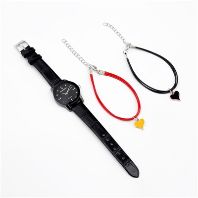 Женский подарочный набор "Ладер" 2 в 1: наручные часы и браслет