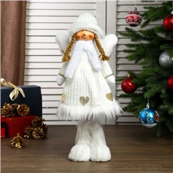 Кукла интерьерная "Ангел-девочка в белом платье с сердечками" 50 см