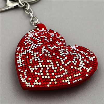 Мягкая игрушка "Блестящее сердце", на брелоке, 7 см, цвет красный