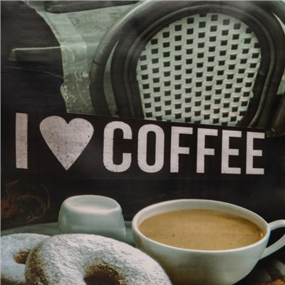 Клеёнка на стол на тканевой основе Доляна «Я люблю кофе», рулон 20 метров, ширина 137 см, цвет чёрный