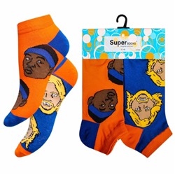 Носки мужские хлопковые укороченные " Super socks A162-3 " 2 пары оранжевые/синие р:40-45