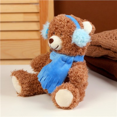 Мягкая игрушка «Медведь», зимний, 16 см, цвет коричневый