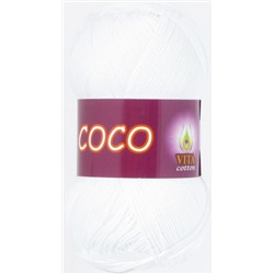 Coco 3851 100%мерсеризованный хлопок 50г/240м (Индия),  белый