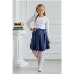 Юбка подростковая школьная темно-синяя с кружевом Dress Code