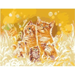 Картина по номерам PK 59002 Счастье быть семьей/Коты (Логинова Аннет) 40х50см