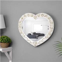 Зеркало настенное "Сердце" ,41х35 см, белый с золотом