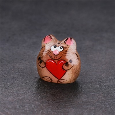 Сувенир «Котенок Веня», с сердечком 3,5×3 см, селенит