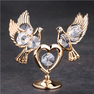 Сувенир «Голуби на сердце», с кристаллами
