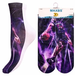Носки мужские хлопковые с 3D принтом " MAXBS YH68-22 " 2 пары баскетболисты принт4 р:40-45