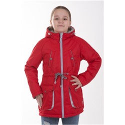Детская куртка-парка для девочки весна/осень КМ-005 (красный)