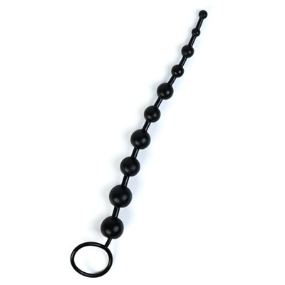 Анальные шарики Оки- Чпоки, круглые, h- 30 см, d- 1 x 2.5 см, PVC, черные