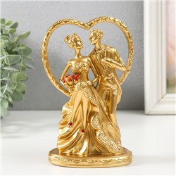 Сувенир полистоун "Жених и невеста у сердца" золото 9,5х5,3х16 см