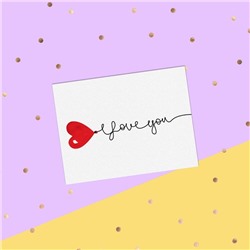 Открытка-комплимент "I love you" красное сердечко, 8 х 6 см