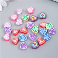Бусины для творчества PVC "Сердечки красочные" набор 25 шт 0,5х0,9х1 см