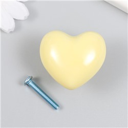 Ручка для шкатулки керамика, металл "Сердечко" жёлтая 3,8х3,8х3 см