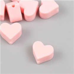 Бусина силикон "Сердечко" светло-розовая d=1,4 см