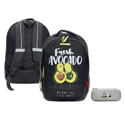 Рюкзак школьный Bruno Visconti "Авокадо.Любовь", 42 х 31 х 14 см, эргономичная спинка, пенал в подарок
