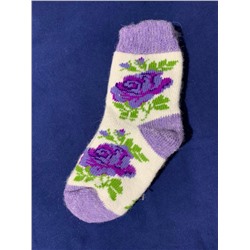 Женские носки вязаные «Фиолетовые розы»