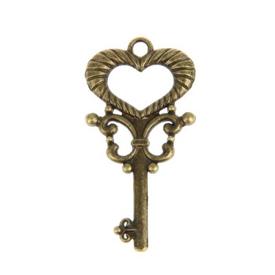 Декор металл для творчества Ключ от сердца латунь 4х2см 10шт 2268686