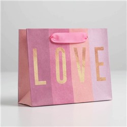 Пакет крафтовый горизонтальный «LOVE», S 15 × 12 × 5.5 см
