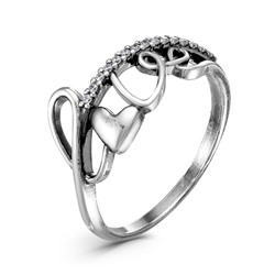 Кольцо Love, посеребрение с оксидированием, 17 размер