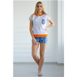 Пижама женская из футболки и шорт из интерлока Лисичка синий