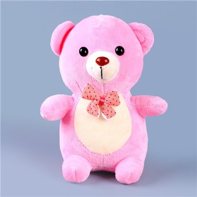 Мягкая игрушка "Мишка" с бантиком, 21 см, цвет розовый