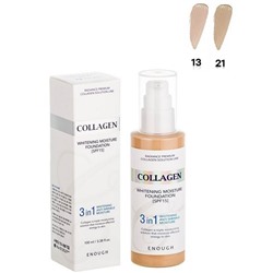 Тональная основа с коллагеном и гиалуроновой кислотой Enough Collagen Whitening Moisture Foundation 3 in 1 тон 21