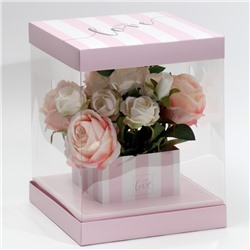 Коробка для цветов с вазой и PVC-окнами «With Love», складная, 23 × 30 × 23 см