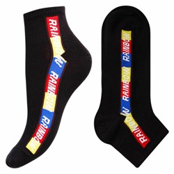 Носки хлопковые однотонные с яркой полосой " Super socks A161-10 " чёрные р:40-45