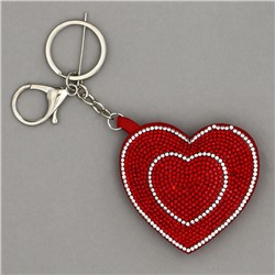 Мягкая игрушка "Двойное сердце" со стразами, на брелоке, 7 см, цвет красный