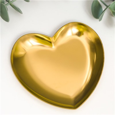 Подставка для мелочей нержавеющая сталь "Сердце" золотистая 9,2х9 см