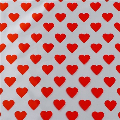 Пленка цветная "Сердца", красная, 0,7 х 7,6 м, 40 мкм, 200 гр