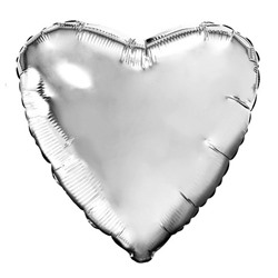 Шар фольгированный 19" сердце "Серебро"