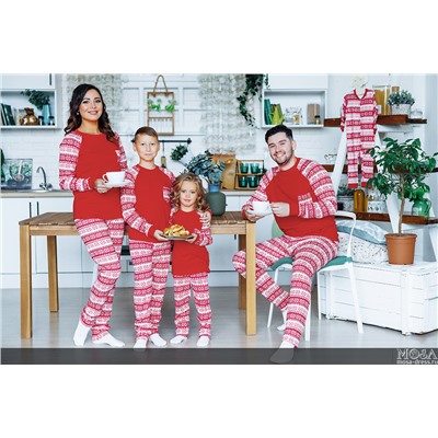 Комплект новогодних пижам в стиле family look "Сканди" М-2109