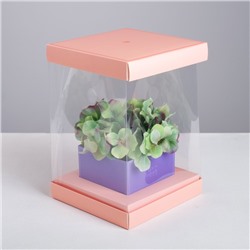 Коробка для цветов с вазой и PVC окнами складная «С Любовью», 16 х 23 х 16 см
