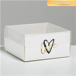 Коробка для кондитерских изделий с PVC крышкой «Love», 12 х 6 х 11,5 см