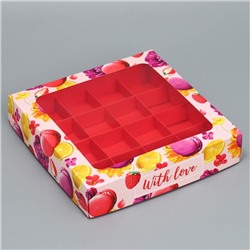 Коробка под 16 конфет «With love», 18.9 х 18.9 х 3.8 см