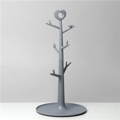 Подставка для украшений "Дерево с сердцем", 18,3*36 см, цвет серый