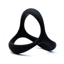 Эрекционное кольцо Оки- Чпоки, пролонгатор, без вибрации, Soft силикон, 3,2 см, черный