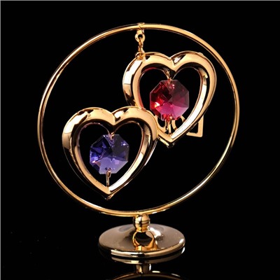 Сувенир «Сердца в кольце», 3×7×8 см, с кристаллами