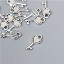 Декор для творчества металл "Микро ключик с сердечком" серебро 1928M006 1,6х0,73 см