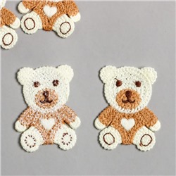 Декор для творчества текстиль вышивка "Медвежонок с сердечком" 5,8х4,6 см