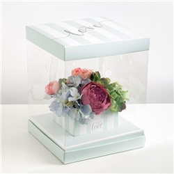 Коробка для цветов с вазой и PVC окнами складная «With love», 23 х 30 х 23 см